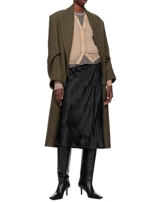 Acne Black Satin Wrap Skirt