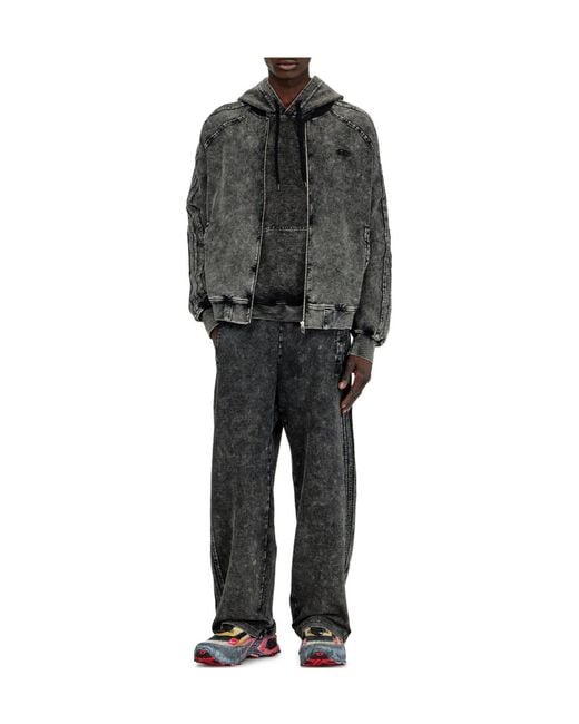 DIESEL Gray Full Zip Fleece for men
