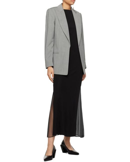 Helmut Lang Black Sheer-Panelled Sleeveless Maxi Dress