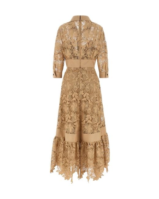 Elie Saab Natural Floral Macramé Dress