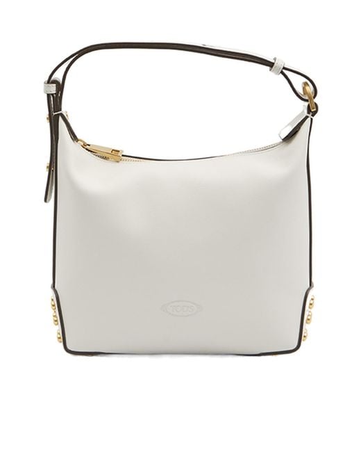 Tod's White Mini Studded Shoulder Bag