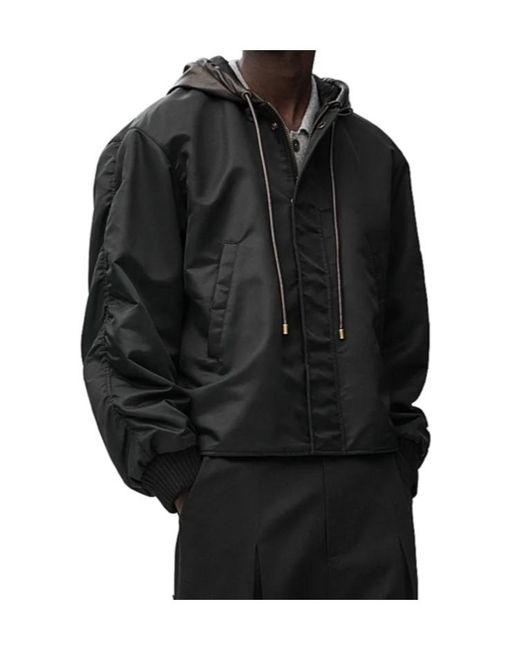 Loewe Black Hooded Bomber Jacket for men