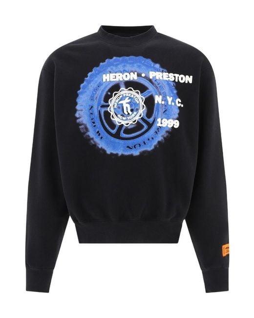 Heron Preston Blue Logo Print Sweatshirt for men