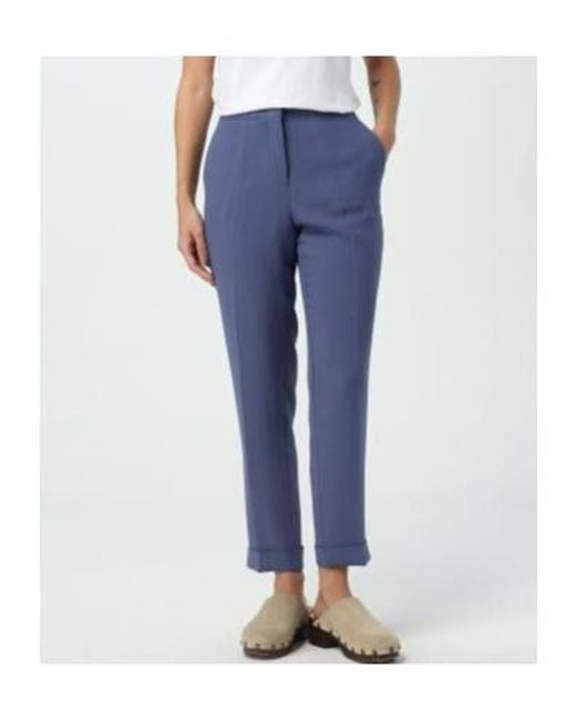 Etro Blue Mid-Rise Tailored Cady Cigarette Trousers