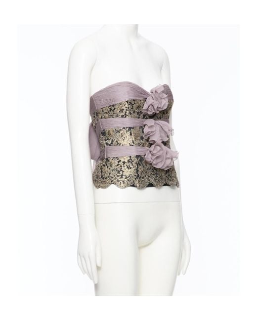 Valentino White Bow Detailed Strapless Top