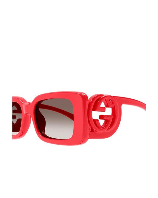 Gucci Red Eyewear Rectangular Frame Sunglasses