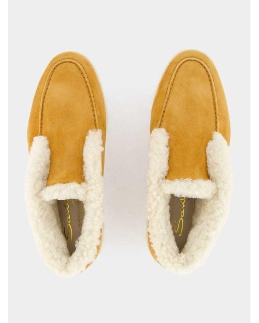 Santoni Yellow Shearling Ankle Boots