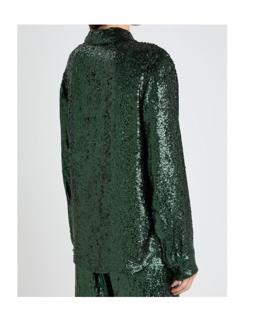 Dries Van Noten Green Chowy Sequin Shirt