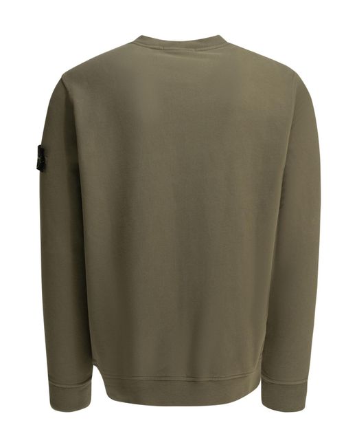 Stone Island Green Logo-Patch Chest-Pocket Sweatshirt for men