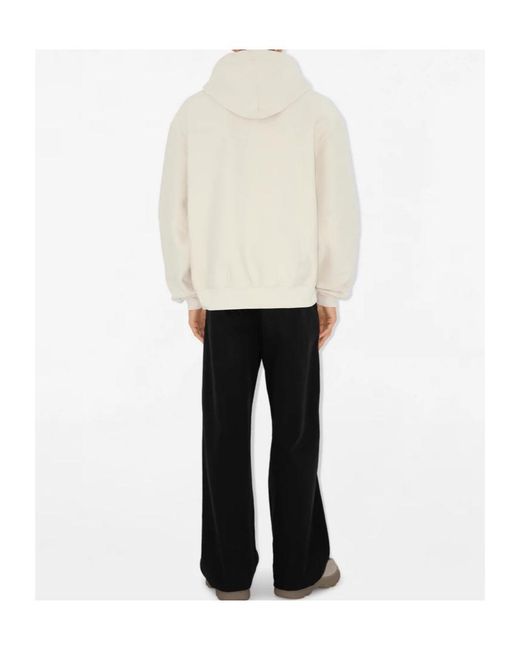 Burberry White Ekd Motif Drawstring Hoodie for men