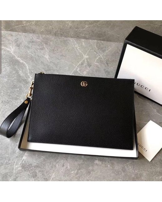 Gucci Black Gg Marmont Leather Pouch for men