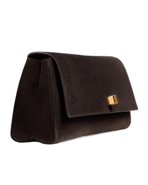 Khaite Black Audrey Foldover Clutch Bag