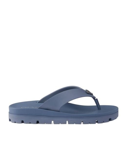 Prada Blue Rubber Thong Sandals for men