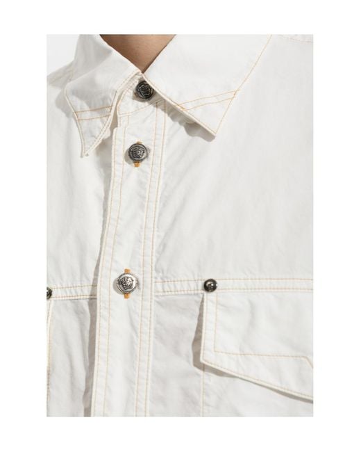 Versace White Medusa Flap-Pocket Shirt for men