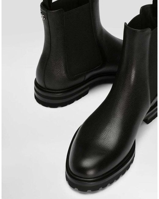 Dolce & Gabbana Black Round Toe Ankle Boots for men