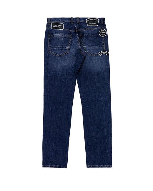 Iceberg Blue Straight Jeans for men