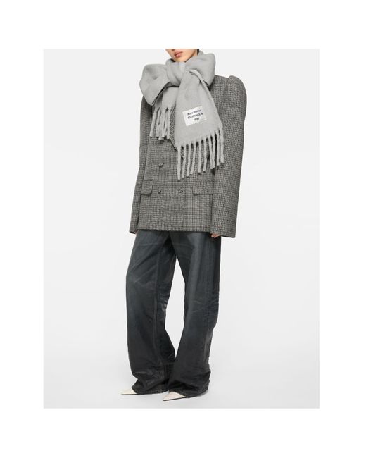 Acne White Logo Patch Fringed Scarf for men