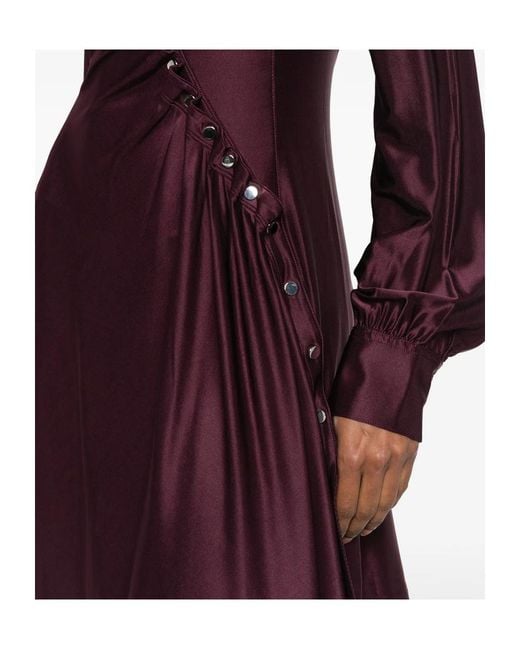 Rabanne Purple Rabanne Asymmetric Draped Shirt Dress