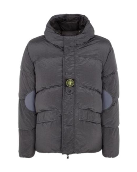 Stone Island Gray Compass-Patch Padded Jacket for men