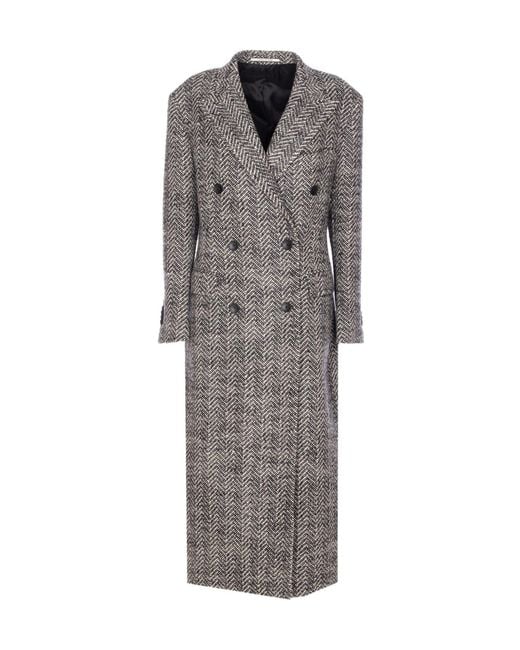 Tagliatore Gray Double-Breasted Tailored Coat