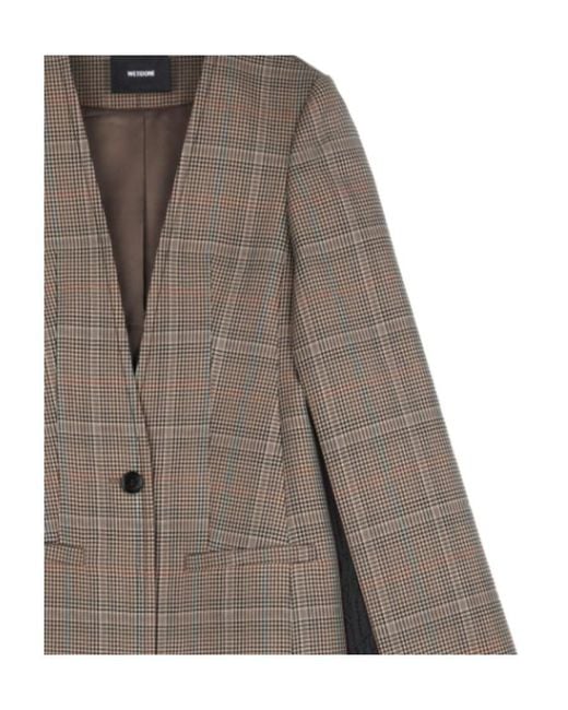 we11done Brown Spliced Plaid Suit Jacket