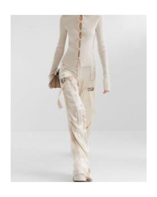 Fendi White Ff Baguette Buckle Embellished Cargo Pants