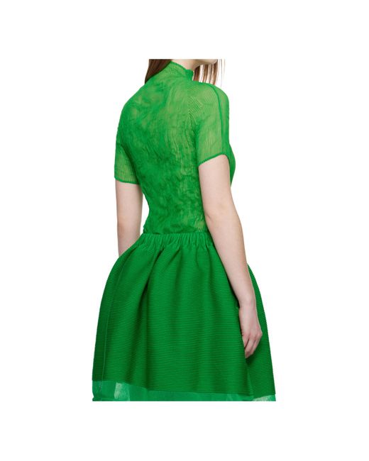 Issey Miyake Green Twisted Turtleneck Cover-Up