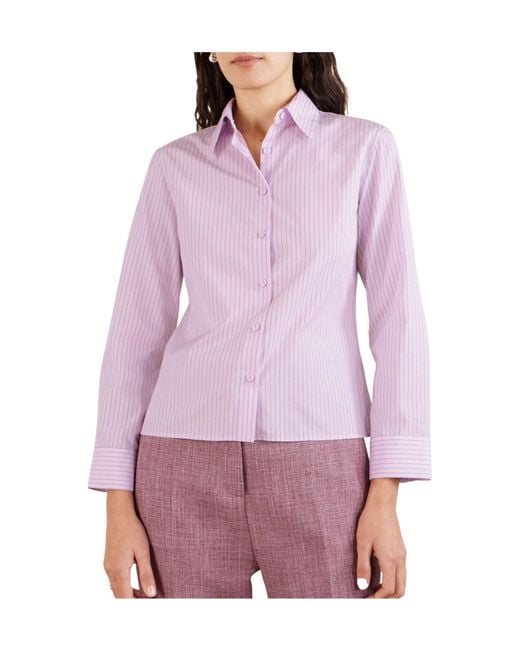 Calvin Klein Purple Daisy Striped Cotton-Poplin Shirt
