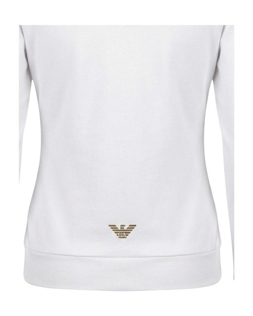 EA7 White Long-Sleeved Hooded Sweatshirt And Sweatpants Set