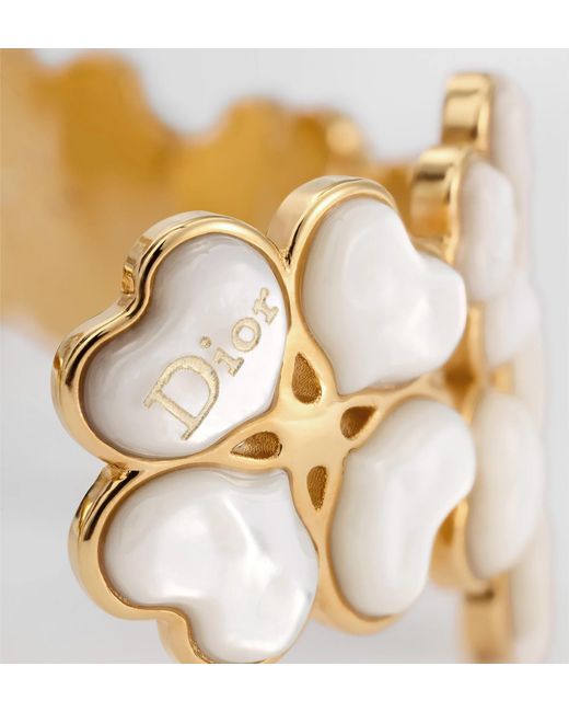 Dior Metallic Sparkling Clover Cuff Bracelet