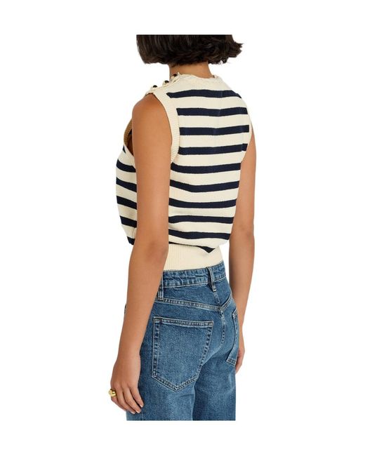 FRAME Blue The Harbor Striped Knit Tank
