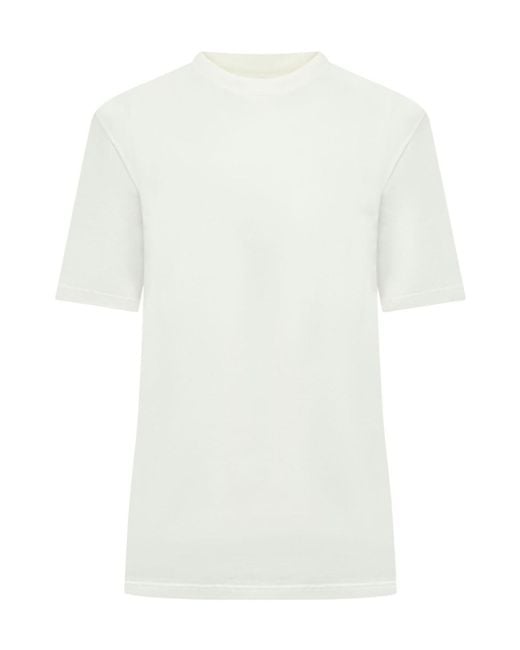 Jil Sander White Logo Printed Crewneck T-Shirt