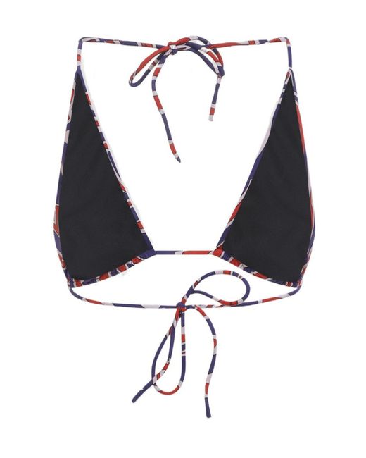 Emilio Pucci Red Abstract-Print Triangle Bikini Top