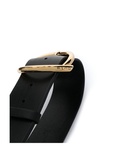 Etro Black Logo Engraved Round-Buckled Belt