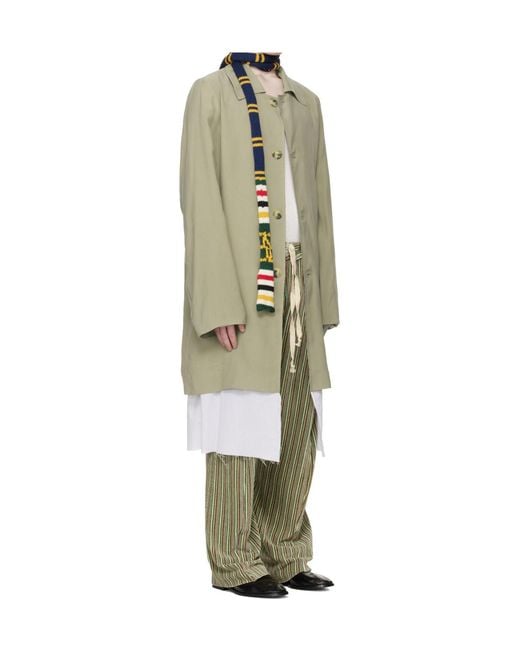 Edward Cuming Green Exploded Lining Trench Coat for men