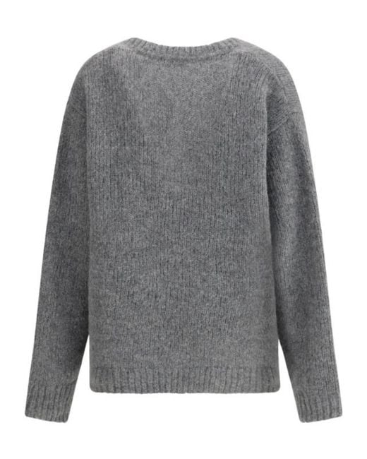Dries Van Noten Gray Long-Sleeved Knitted Cardigan