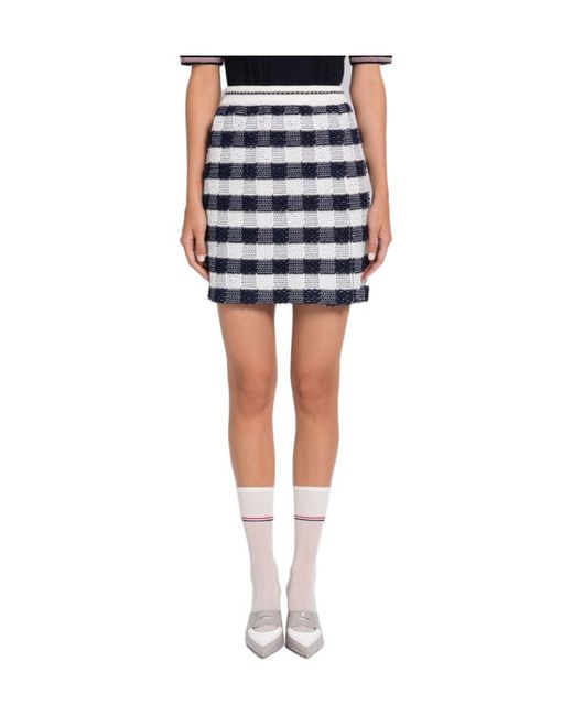 Thom Browne Blue Gingham-Check Jacquard Miniskirt