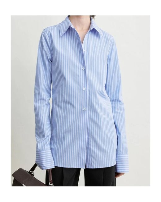 Totême Blue Striped Poplin Shirt
