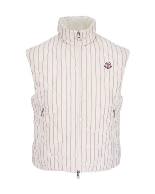 Moncler White Aussa Striped Down Vest