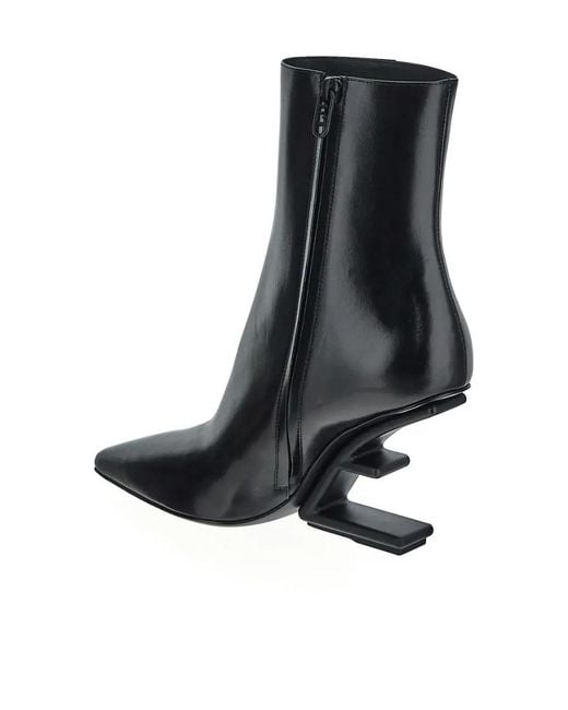 Fendi Black First F-Shaped Heel Ankle Boots