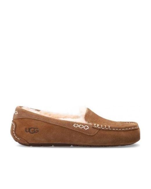 Ugg Brown Ansley Logo Embossed Slip-On Loafers
