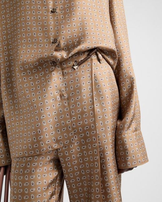 Prada Natural Silk Twill Printed Trousers
