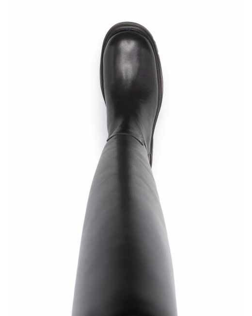 Ash Black Supremium 60Mm Knee Length Leather Boots