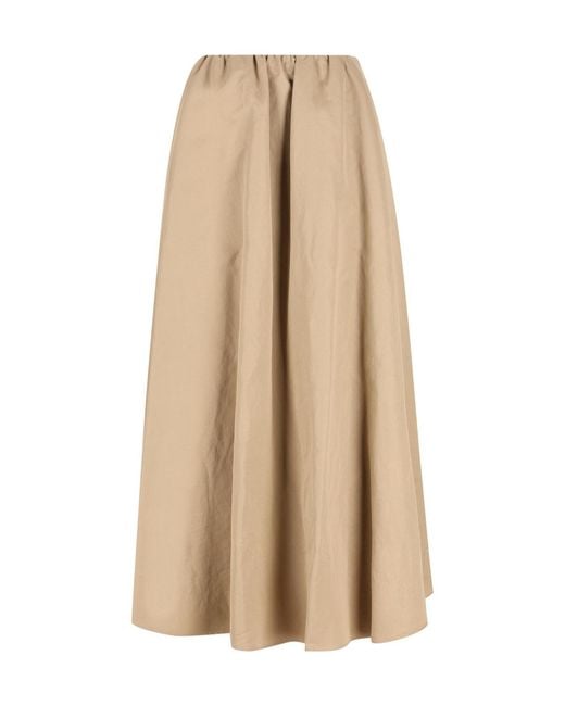 Brunello Cucinelli Natural Elastic Waistband Zipped Skirt
