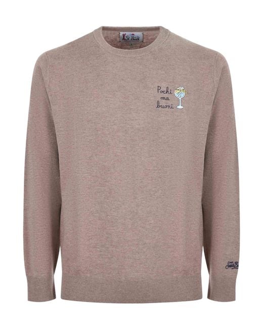 Mc2 Saint Barth Brown Heron Embroidered Crewneck Jumper for men