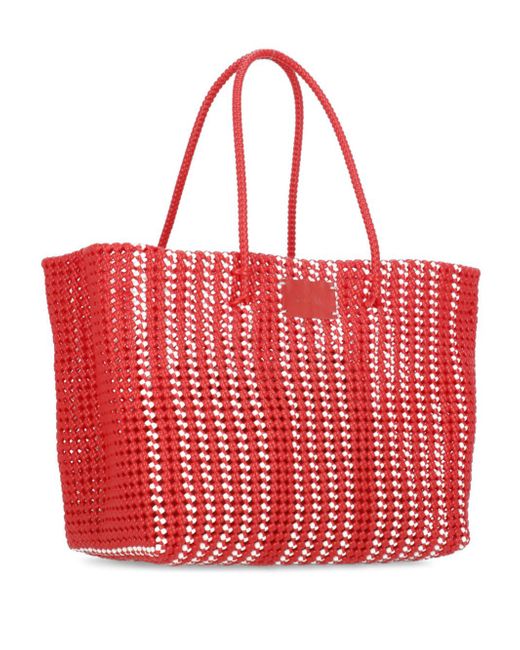 MSGM Red Woven Handbag