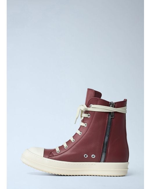 Rick Owens Brown Lace-Up High-Top Leather Sneakers