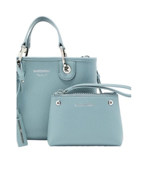 Emporio Armani Blue Logo-Detail Tote Bag