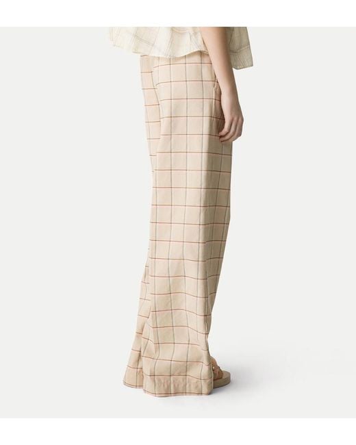 Forte_forte White Loosefit Tartan Trousers