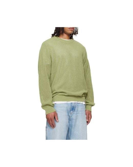 Carhartt Green Stockton Crewneck Open-Knit Jumper for men